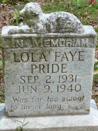PRIDE, LOLA FAYE - Colbert County, Alabama | LOLA FAYE PRIDE - Alabama Gravestone Photos